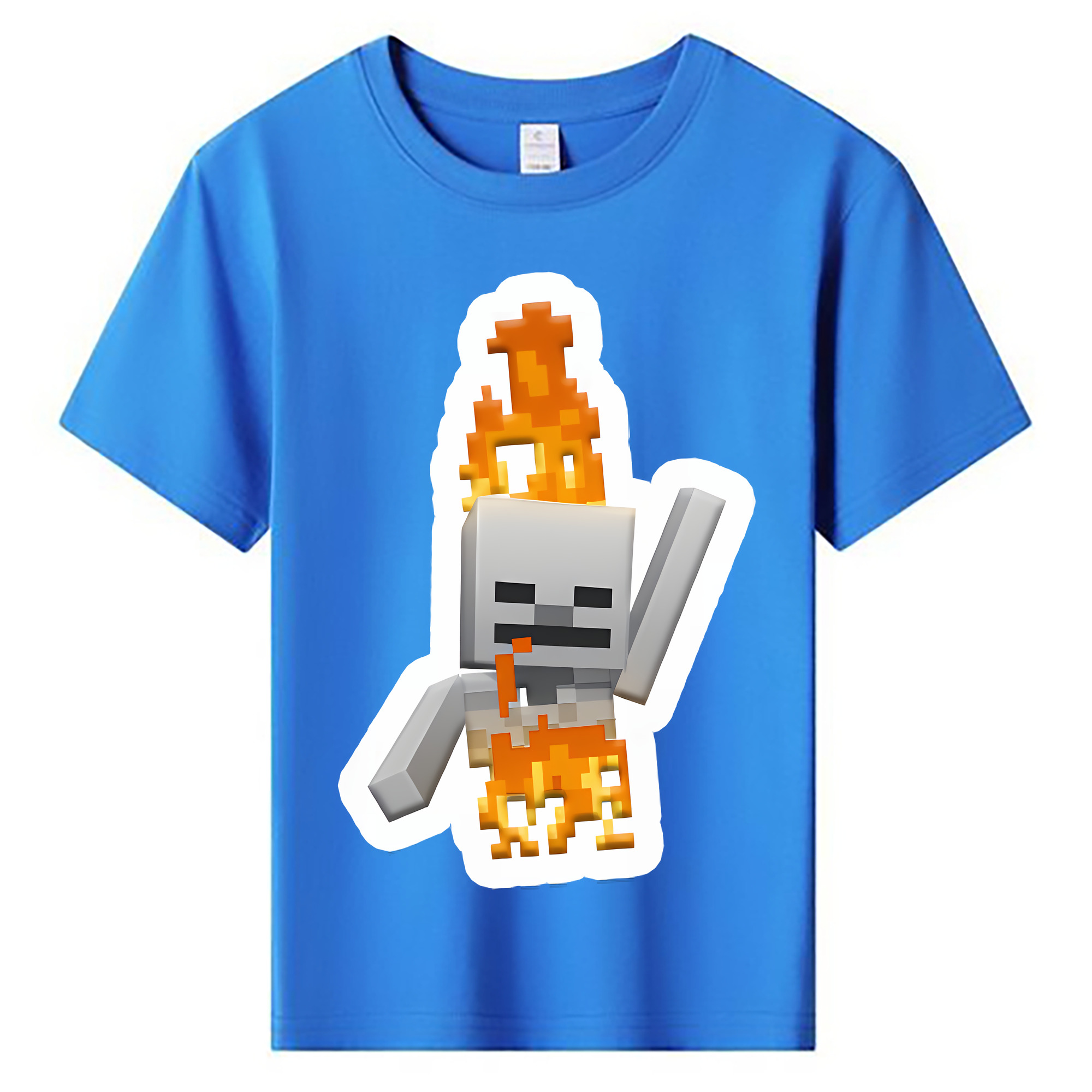 （画像用） マインクラフト ブロックの世界 Minecraft MC Block world 綿100％キッズTシャツ（フロントプリント）